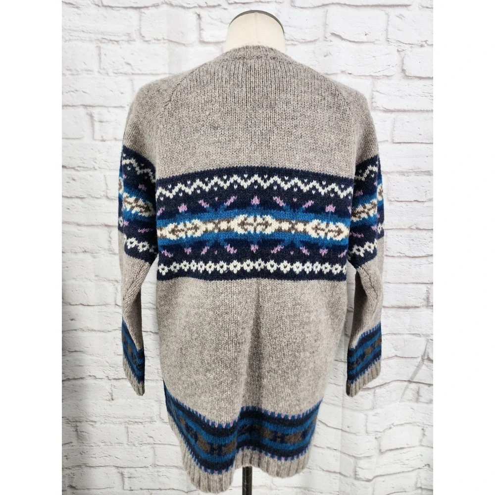 Vintage Sweater Fair Isle Womens Wool Apres Ski Cabin Nordic Heavy Thick Medium